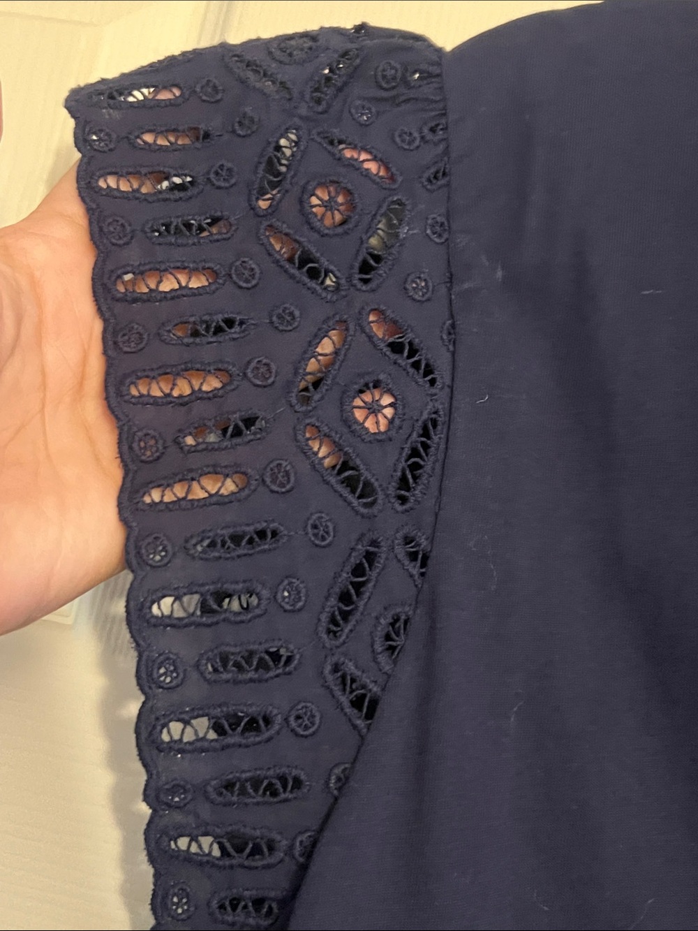 Michael Kors Navy Eyelet Short Sleeve Tee - Picture 5 of 6